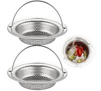 Set di 2 Filtro lavandino cucina, Filtro scarico lavandino con manico, Filtro lavandino in acciaio inox, Filtro anti-intasamento, Diametro esterno 11 cm, diametro interno 8 cm, altezza 2 cm