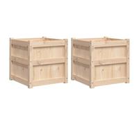 Set di 2 fioriere rettangolari in legno rialzate da giardino, vasi da fiori per esterni, 50 x 50 x 50 cm, ideali per verdure e fiori, durevoli ed eleganti decorazioni da giardino