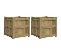 Set di 2 fioriere rettangolari in legno rialzate per aiuole da giardino per esterni, supporti rialzati per piante, 50 x 50 x 50 cm, perfetti per la decorazione della casa e del giardino