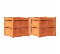 Set di 2 fioriere rettangolari rialzate in legno da giardino, per esterni, aiuole rialzate, 50 x 50 x 50 cm, perfette per verdure e fiori, resistenti ed eleganti