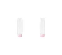 Set di 2 flaconi da viaggio per gel doccia e dentifricio, ricaricabili, a prova di perdite, dispenser comprimibile, accessori per tubi, 50 ml, rosa