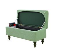 Set di 2 fodere elasticizzate per ottomana, colore verde chiaro, con fondo elastico, per panca rettangolare, misura grande