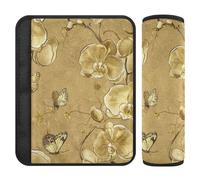 Set di 2 fodere per cintura di sicurezza con orchidea dorate e fiorite per van funda para cinturón de carro