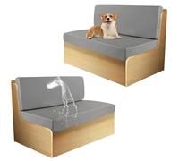 Set di 2 fodere per cuscini per camper, in pelle ecologica in poliuretano, impermeabili, con 2 panche e 2 schienali, protezioni elastiche per sedili in camper