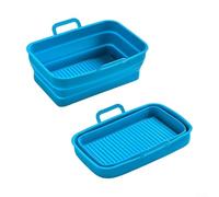 Set di 2 fodere per friggitrice ad aria, in silicone, per unità rettangolari DZ201410, per aiutare il drenaggio dell'olio e mantenere una distribuzione costante della temperatura (blu)