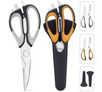 Set di 2 forbici da cucina multiuso con supporto magnetico, forbici da cucina resistenti per carne, verdura, pollo, pesce, forbici da cucina rimovibili
