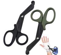 Set di 2 forbici mediche, forbici da traumatologia, forbici da bendaggio, 15 cm Bent Stealth per infermieri, studenti di medicina, sale di emergenza (nero e verde)