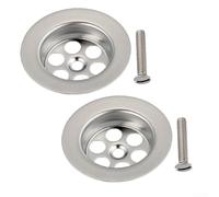 Set di 2 fori di ricambio per vasca da bagno con vite, kit di ricambio per tappo di scarico del lavandino, 70 mm, colore argento, con vite, per bagno, lavanderia, lavello, mocio
