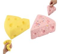 Set di 2 formaggi, formaggio, formaggio, per alleviare lo stress e la concentrazione, decorazione per scrivania e orme di formaggio gialle e rosa