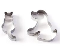 Set di 2 formine per biscotti a forma di gatto e cane, in acciaio inox, a forma di animale, piccole formine per biscotti per cucina, cottura e cottura