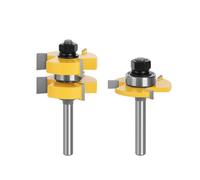 Set di 2 frese for incastro maschio-femmina, gambo da 8 mm, 3 denti, fresa a T for lavorazione del legno, utensile da taglio
