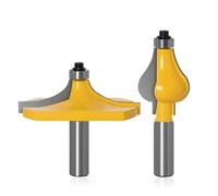 Set di 2 frese for modanature for corrimano, 12 mm, gambo da 1/2 pollice, scanalatura a corona, frese for lavorazione del legno, utensili da taglio(12.7mm shank)