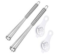 Set di 2 Fruste da Cucina in Acciaio Inox, Frusta Palla in Acciaio Inox e Separatore Tuorlo d'uovo, Frusta a Mano per uovo per Cucinare, Mescolare (10" and 12 ")
