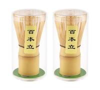 Set di 2 fruste matcha in bambù naturale, fruste per matcha tradizionale fatta a mano, matcha kit cerimonia giapponese, frusta bambù tè matcha - per la cerimonia del tè, la bevanda - 100 denti
