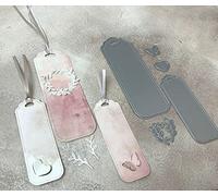 Set di 2 fustelle in metallo con cornice per etichette, a forma di farfalla, foglia, segnalibri, stencil fai da te, per lavori fai da te, goffratura, biglietti, foto, decorazioni, scrapbooking