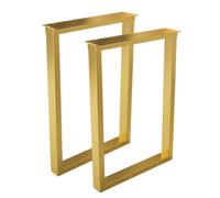 Set di 2 gambe da tavolo in metallo resistente, gambe in tubo d'acciaio per sala da pranzo fai da te, tavolini e banchi da lavoro, finitura oro, 50 cm x 60 cm
