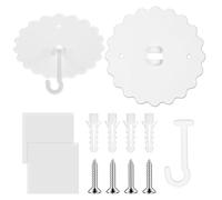Set di 2 ganci da soffitto, ganci adesivi per appendere con vite per festival, matrimoni, Halloween, Natale, feste, due metodi di installazione, resistenti, bianco