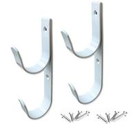 Set di 2 ganci larghi per asta della piscina, resistenti in alluminio bianco, con viti, perfetti per piscina, pali telescopici, skimmer, reti spazzole, attrezzatura da giardino, ecc.