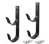 Set di 2 ganci larghi per pali da piscina, in alluminio nero, resistenti, con viti, perfetti per piscina, pali telescopici, schiumatochi, spazzole per reti, tubo sottovuoto, attrezzatura da giardino,