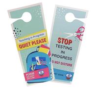 Set di 2 ganci per porta, con scritta in inglese "Testing in Progress School Classroom" su entrambi i lati, per insegnare in sessione