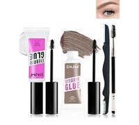 Set di 2 gel per sopracciglia, trasparente e colorato, colore naturale, per sopracciglia, 16 ore, impermeabile, per styling e trucco, con 2 strumenti per sopracciglia, 1 + 2 tortora