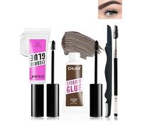 Set di 2 gel per sopracciglia, trasparente e marrone scuro, per sopracciglia, naturale, per 16 ore, impermeabile, per styling e trucco, con 2 strumenti per sopracciglia, 1 + 4