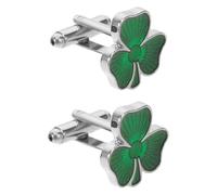Set di 2 gemelli a verde per camicia e fermacravatta irlandese da uomo in metallo resistente, accessori versatili per ufficio ed eventi formali