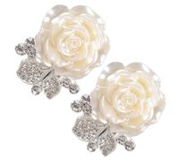 Set di 2 gemelli con strass in oro rosa con strass, accessori per camicetta, motivo floreale, con diamanti scintillanti, One Size, come descritto, come descritto