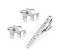 Set di 2 gemelli e borchie da uomo, set di gemelli francesi di alta qualità, in rete elettrolitica, in metallo, set di gemelli francesi per uomo, di alta qualità, elegante griglia