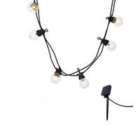 Set di 2 ghirlande luminose a energia solare, 10 globi trasparenti, LED bianco caldo PARTY CLEAR SOLAR 5,90 m, 8 modalità