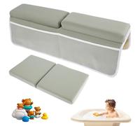 Set di 2 ginocchiere e gomitiere per vasca da bagno antiscivolo, con 4 tasche organizer, comodi cuscinetti in schiuma per ginocchia, lavabili per bambini
