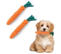 Set di 2 giocattoli per cani a forma carota, da masticare cuccioli, corda, adatti cuccioli taglia piccola e media (arancione).