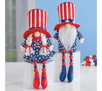 Set Di 2 Gnomi Da Giardino Patriottici Di Zio Sam Per Il 4 Luglio