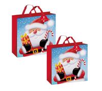 Set Di 2 Grande Jumbo Natale Sacchetti Regalo Tessuto 45cm x - Carino Babbo
