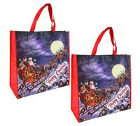Set Di 2 Grande Natale Sacchetti Regalo Tessuto 45cm x Babbo Slitta