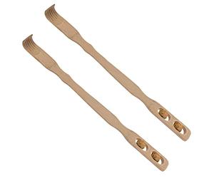 Set di 2 grattacieli per la schiena con rulli massaggianti, in bambù, 46 cm, per massaggiare la schiena