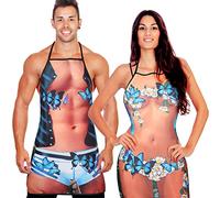 Set di 2 Grembiuli Muscoli Divertenti Regalo Grembiuli per Coppia Grembiuli Creativi da Cucina Grembiule Impermeabile Regolabile per Uomo Donna Festa Natale Barbecue Cuoco (Stile Farfalla)