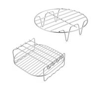 Set di 2 griglie per friggitrice ad aria in acciaio inox, 17,8 cm, con griglia rotonda a doppio strato con 4 spiedini per cucinare al vapore, friggitrice ad aria, accessori per friggitrice ad aria, si