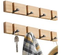 Set di 2 grucce da parete con 4 ganci pieghevoli, ganci appendiabiti pieghevoli in legno, senza installazione di chiodi, design ottimizzatore dello spazio, ideali per piccoli spazi