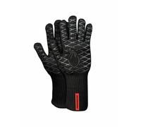 Set di 2 guanti da barbecue "Premium BBQ" in Aramid/Nomex, nero/rosso, taglia 10