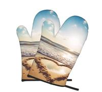 Set di 2 guanti da forno a forma di cuore, romantici, da spiaggia, resistenti al calore fino a 260 °C, guanti da forno antiscivolo per cucinare presine, utensili da cucina essenziali da cucina