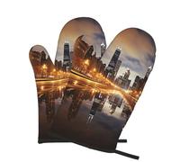 Set di 2 guanti da forno Chicago, resistenti al calore fino a 260 °C, guanti da forno antiscivolo, per cucinare presine, utensili da cucina essenziali da cucina