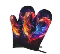 Set di 2 guanti da forno con cuore arcobaleno resistenti al calore fino a 260 °C, guanti da forno antiscivolo per cucinare presine, utensili da cucina essenziali da cucina