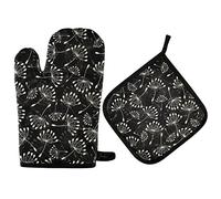 Set Di 2 Guanti Da Forno E Presine Dandelion On Black Flying Dandelion Seeds Guanti Da Cucina Riutilizzabile Donna Set Di Presine Da Cucina, Per Grigliare, Bbq, Forno A Microonde
