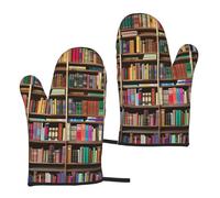 Set di 2 guanti da forno resistenti al calore con passante per appendere la biblioteca, per cucinare, grigliare, barbecue