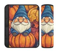 Set di 2 imbottiture per cinture di sicurezza per auto, morbide, per donne, uomini, bambini, M, motivo autunnale, buona fortuna, gnomo zucche