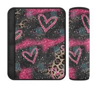 Set di 2 imbottiture per cinture di sicurezza per auto, traspiranti, imbottiture per cintura di sicurezza per adulti, bambini, M, motivo leopardato e cuore rosa