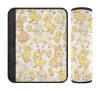 Set di 2 imbottiture per cinture di sicurezza per auto, traspiranti, per adulti, bambini, bambini, M, motivo: animali, stile libro di fiabe