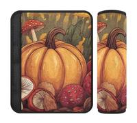 Set di 2 imbottiture per cinture di sicurezza per auto, traspiranti, per zaino, per adulti, bambini, S, foglie autunnali, frutta, zucca e funghi