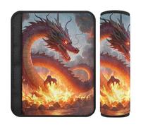 Set di 2 imbottiture per cinture di sicurezza per auto, traspiranti, per zaino, spallacci, per donne, uomini, bambini, S Fiery Dragon Flame Art